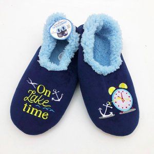 NWT Snoozies Men's Slippers On Lake Time Size Large 11/12 Blue